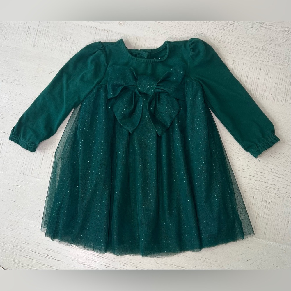 Catherine Malandrino Emerald Dress with Tulle Overlay